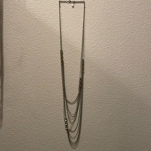 Express long silver necklace